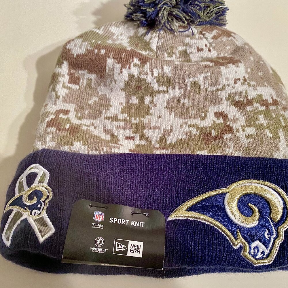 RARE 100% New Era 2015 Los Angeles St. Louis Salute To Service Knit Hat Sport